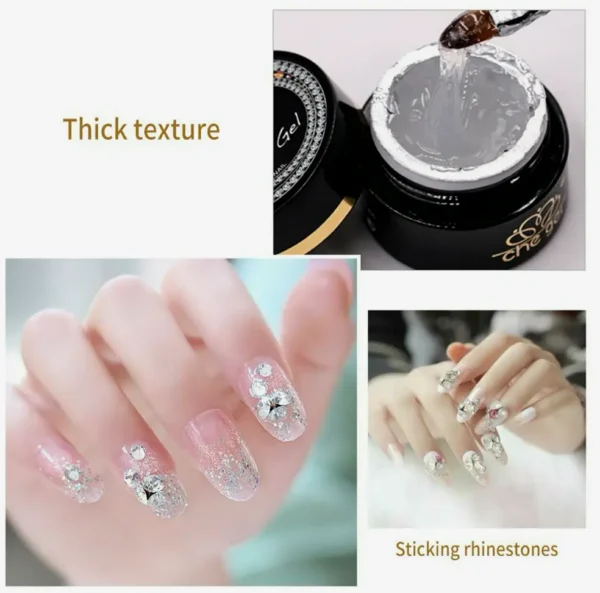 Nail Art Gel Glue for Gems, Transparent Coat