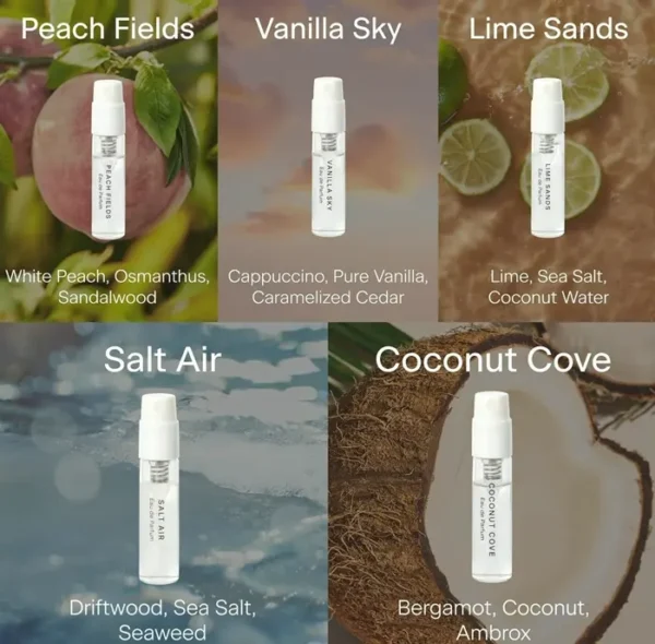 Perfume Sample Set - Peach Fields, Lime, Air, Cove - Hypoallergenic Perfume