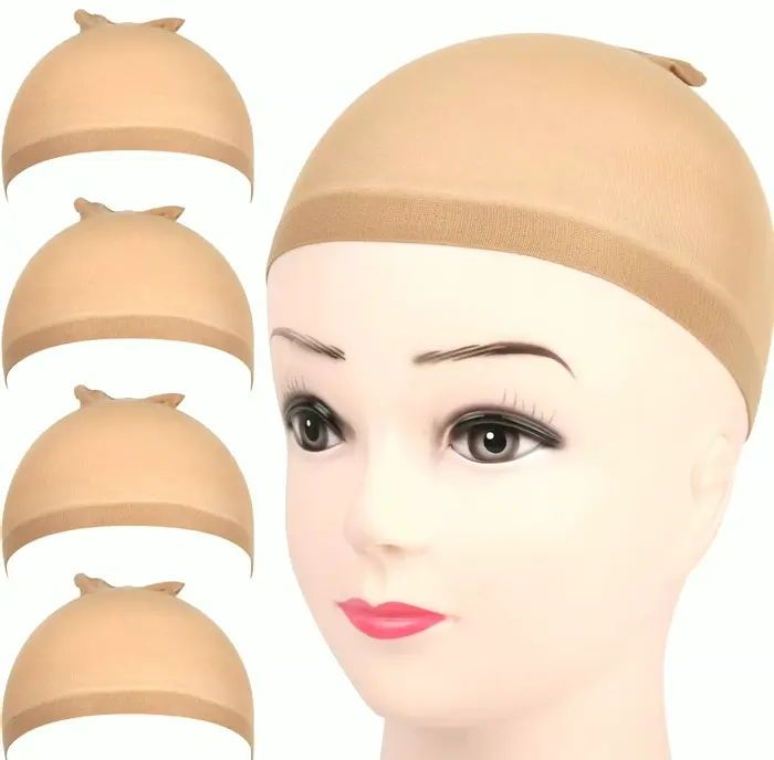 4-Pack Brown Nylon Wig Cap for Ladies