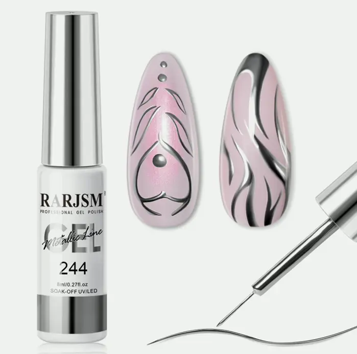 Chrome Silver Gel Art Polish, 3D Effect, 8ml