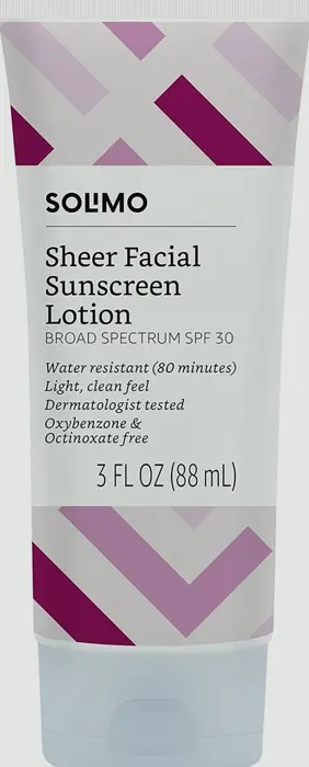 Amazon Label - Brand Sheer Face Sunblock SPF 30,  Without Octinoxate & Oxybenzone, 3 fl oz  (Bundle of 1)