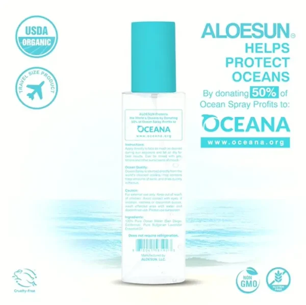 ALOESUN: Saltwater Face Mist with Organic Lavender (Portable, 3.4 Fl Oz)