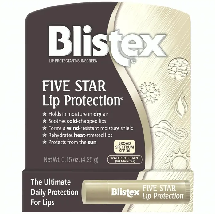 Blistex 5-Star Lip Balm, 0.15 Oz - Wind & H2O Proof, SPF 30 Sun Guard
