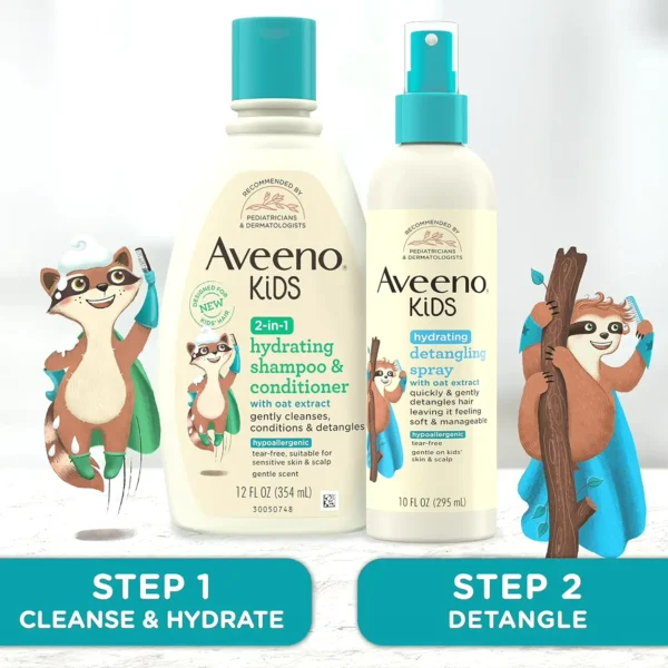 Aveeno Baby Kids 2-in-1 Moisturizing Hair Wash and Conditioner, Twelve fl. oz