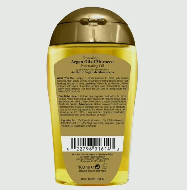 OGX Moroccan Oil Treatment Moisturizer, For All Hair Types, 3.3 Fluid Ounces