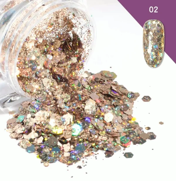 12 Colors Iridescent Nail Glitter Set
