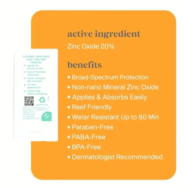 Thinkfreely Kids SPF 30 Mineral Sun Block Stick, 0.64 Oz, Water Resistant Coral Safe