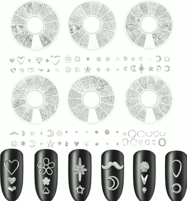 6 Box Metal Nail Gems for Women