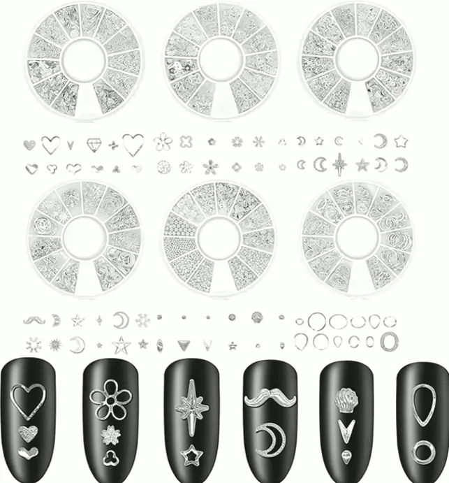 6 Box Metal Nail Gems for Women