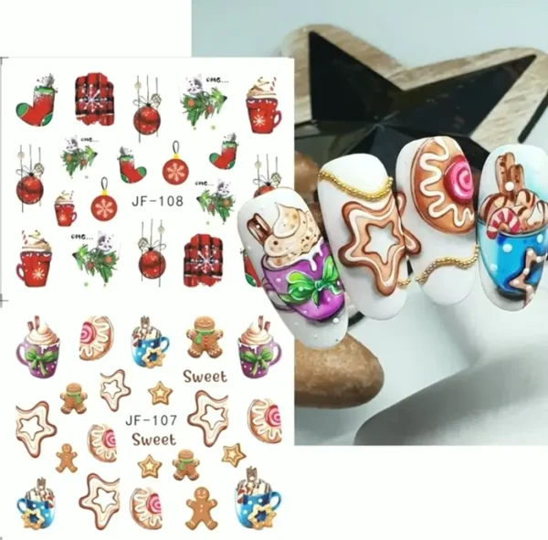 12 Pcs Xmas Nail Art Stickers Decals