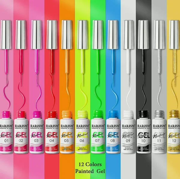 Nail Paint Kit - 12 Neon Shades With Glitter