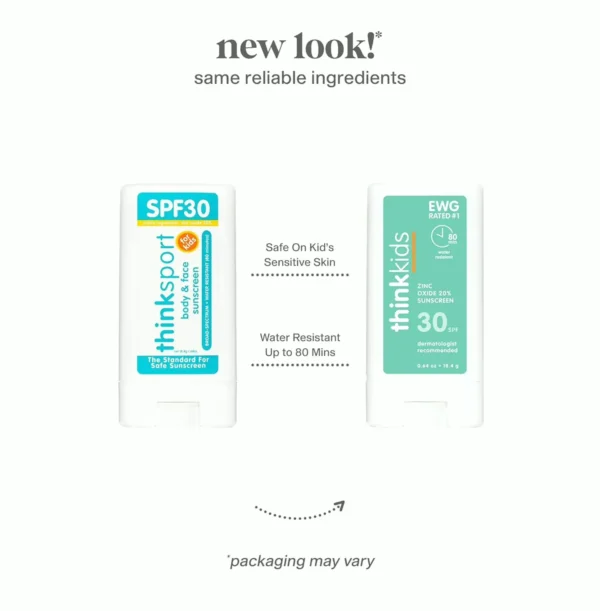 Thinkfreely Kids SPF 30 Mineral Sun Block Stick, 0.64 Oz, Water Resistant Coral Safe
