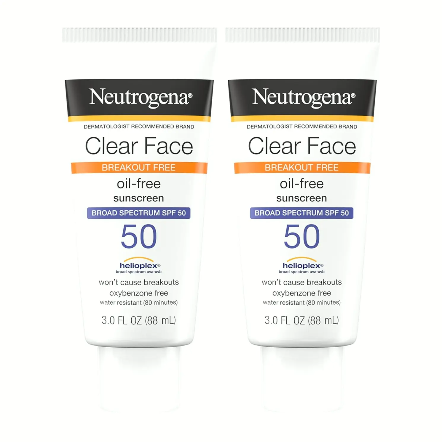 Neutrogena Face Sunscreen Lotion Breakouts Twin Set 2 x 3 oz