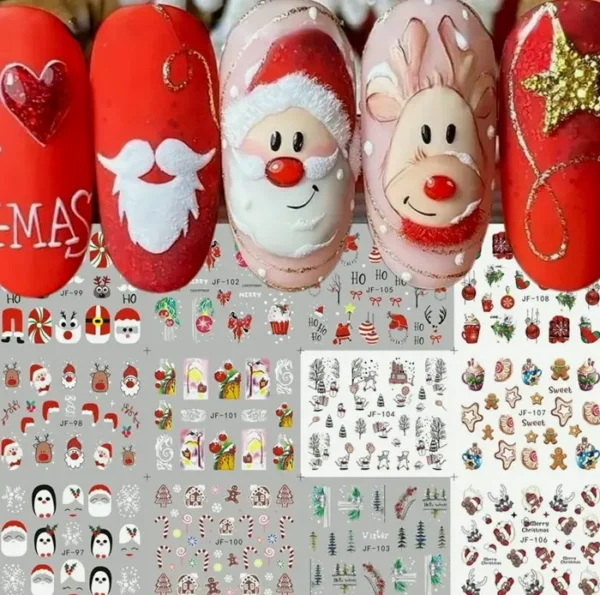 12 Pcs Xmas Nail Art Stickers Decals