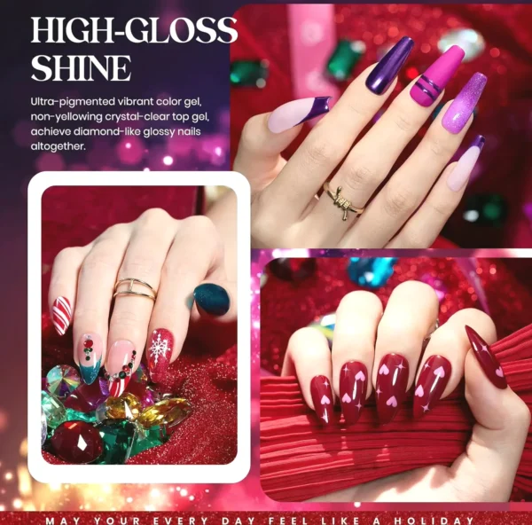 Shiny Seasonal Gel Polish Kit - 36 Colors + Base Layer