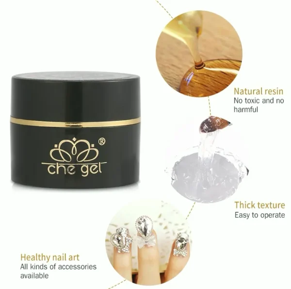 Nail Art Gel Glue for Gems, Transparent Coat