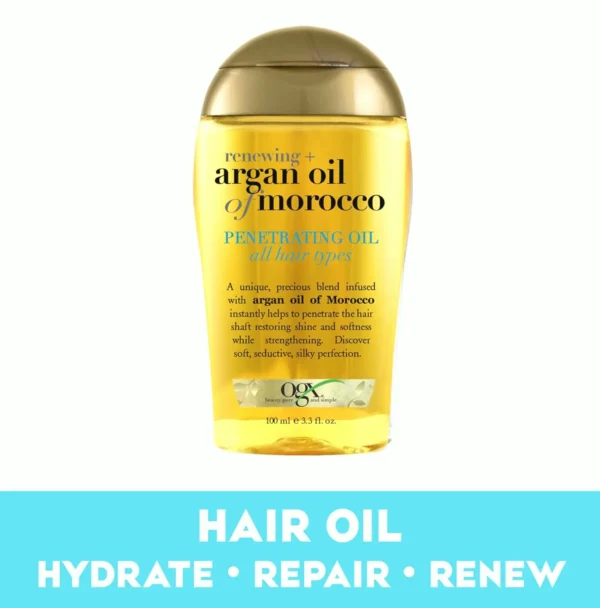 OGX Moroccan Oil Treatment Moisturizer, For All Hair Types, 3.3 Fluid Ounces