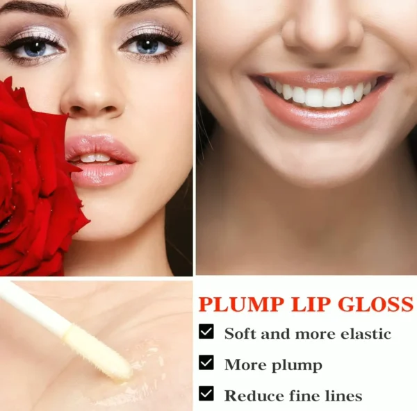 2P Lip Plumper Glossy Balm for Moisturizing & Wrinkle Reduction, Natural Lip Care