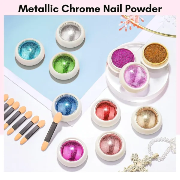 Makartt Chrome Manicure Pigment Set - Ten Shades, Mirror Look