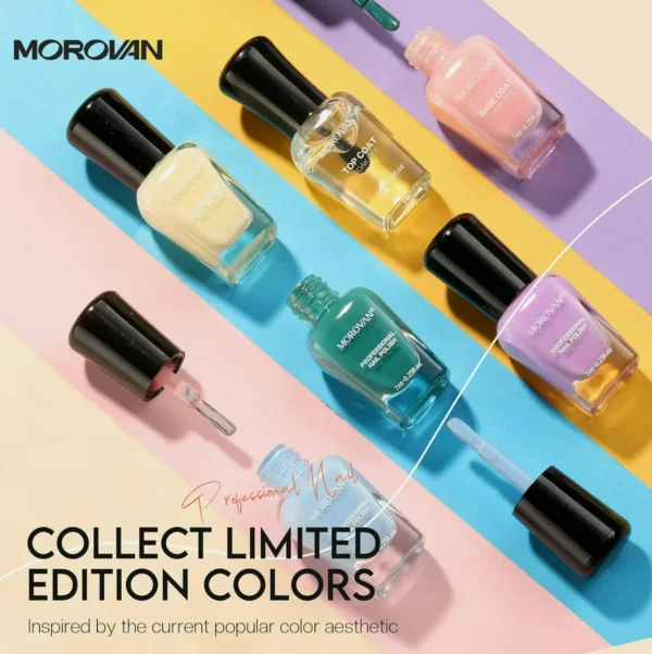 Morovan's Nail Kit: Air Dry Macaron Shades w. Base & Top Coat