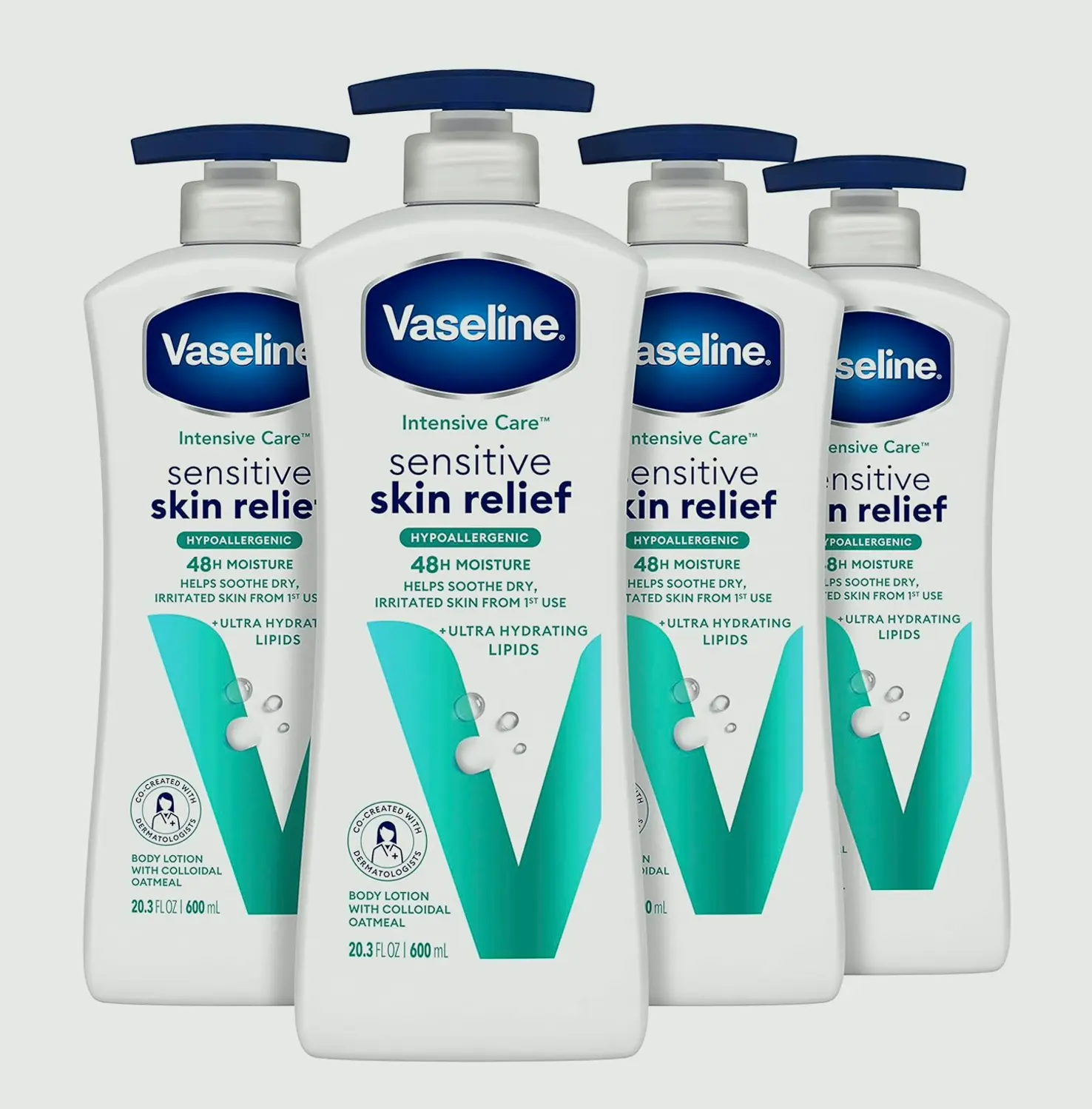 Vaseline Body Moisturizer Sensitive Relief, Four Count, 20.3 oz