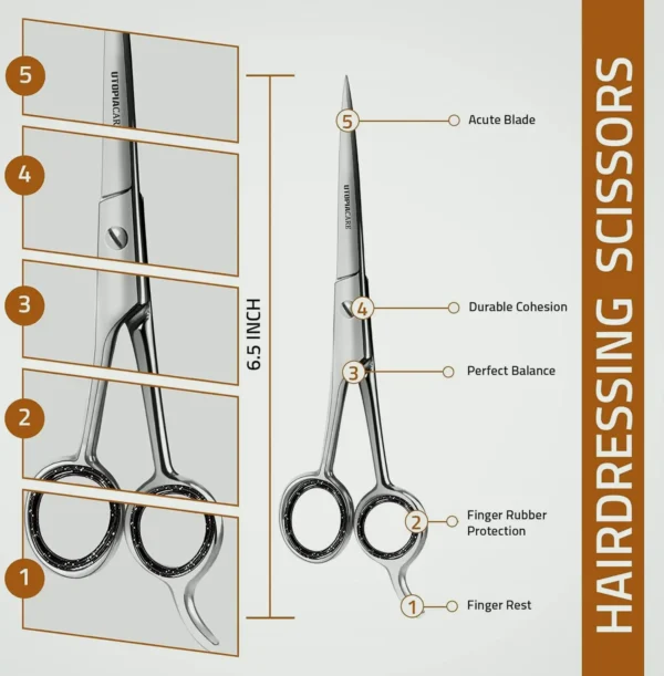 6.5-Inch Metal Haircutting Scissors for Barbers