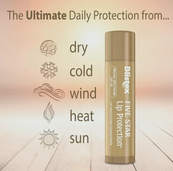 Blistex 5-Star Lip Balm, 0.15 Oz - Wind & H2O Proof, SPF 30 Sun Guard