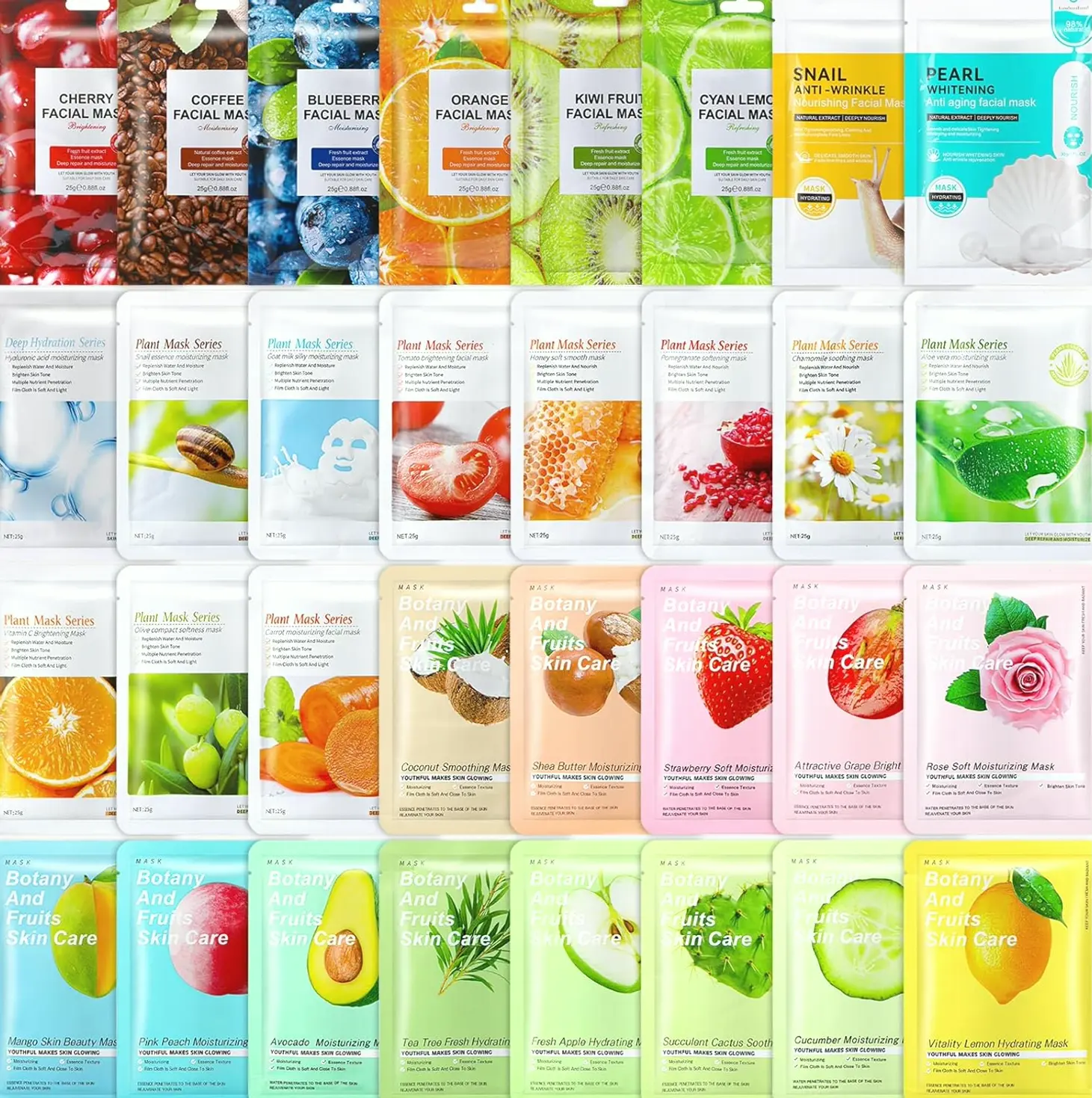 32-pcs Moisturizing Essence Face Masks for Self Care