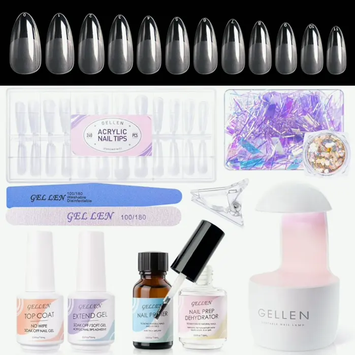 Gel Extension Set: Manicure with 240pcs Almond Nail Extensions