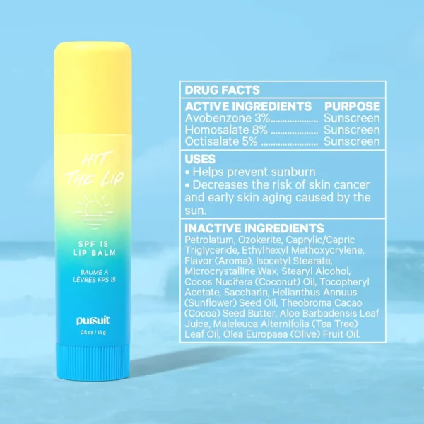 Pursuit Hit the Lip SPF 15 Lip Balm, Moisturizing Sun Care with Karité Butter