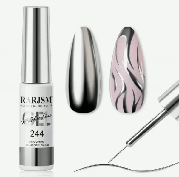 Chrome Silver Gel Art Polish, 3D Effect, 8ml
