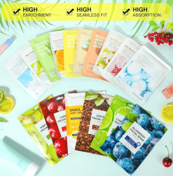 32-pcs Moisturizing Essence Face Masks for Self Care