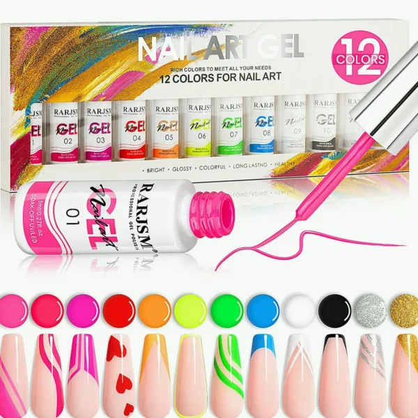 Nail Paint Kit - 12 Neon Shades With Glitter