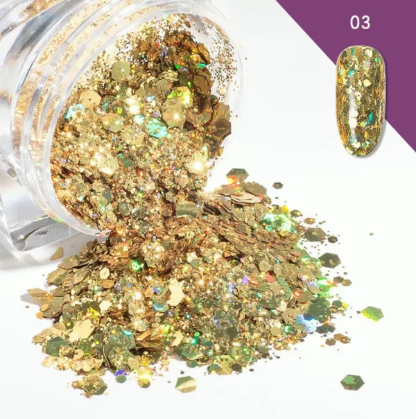 12 Colors Iridescent Nail Glitter Set